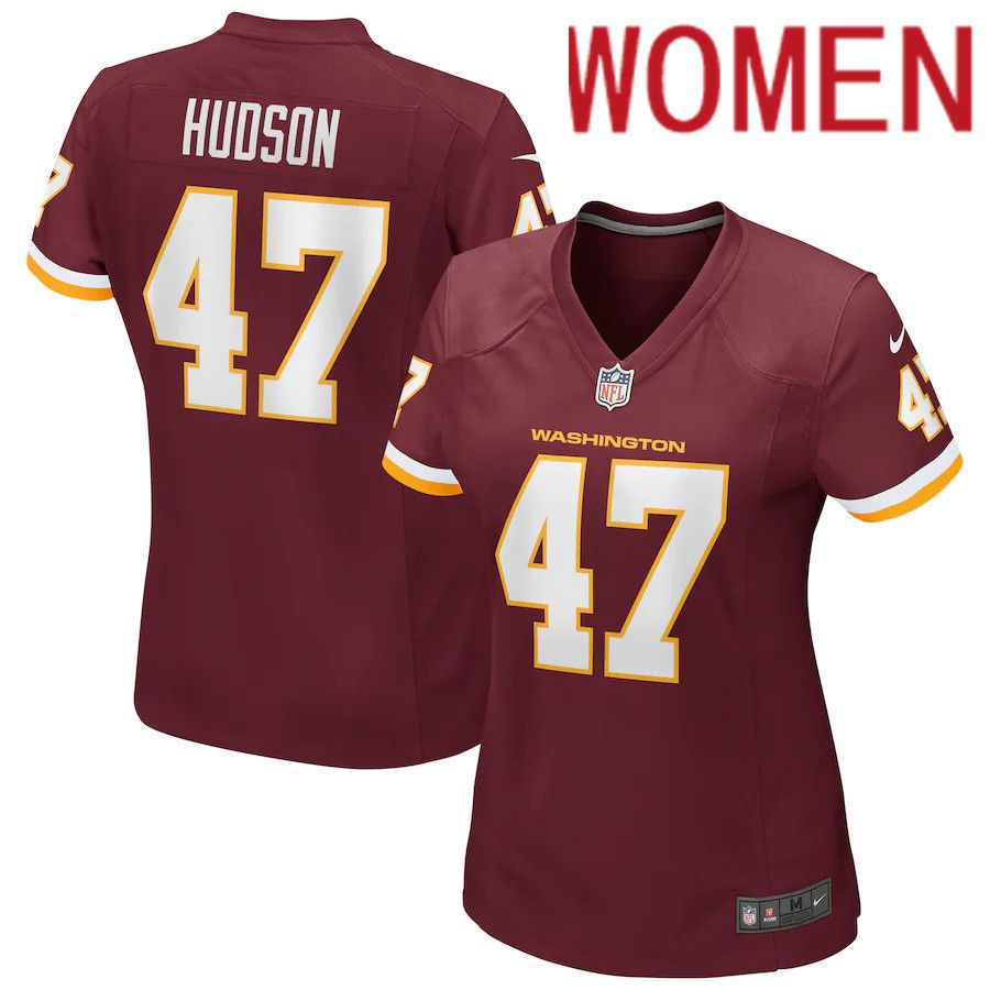 Women Washington Redskins #47 Khaleke Hudson Nike Burgundy Game Player NFL Jersey->women nfl jersey->Women Jersey